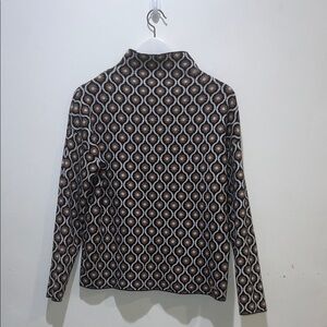 Tahari Black and Brown Long Sleeve Mock Turtleneck Knit Top Size Medium